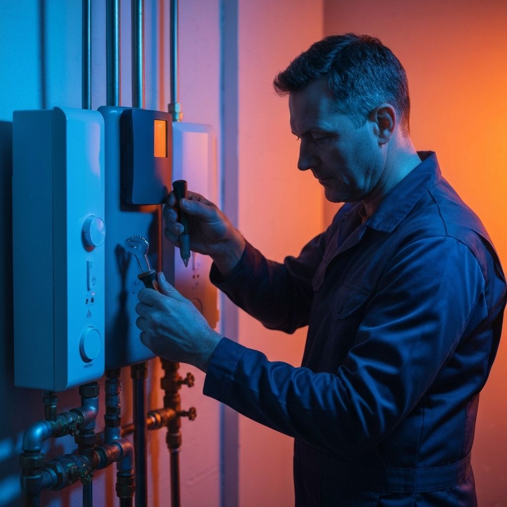 Professioneller Installateur bei der Arbeit